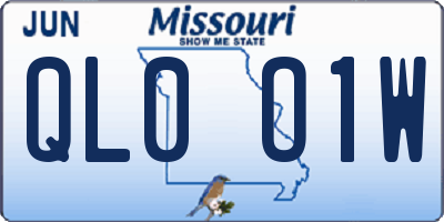 MO license plate QL0O1W