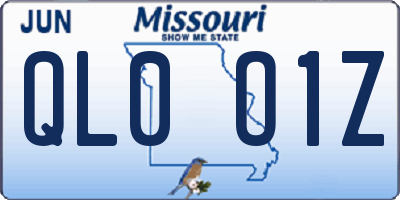 MO license plate QL0O1Z