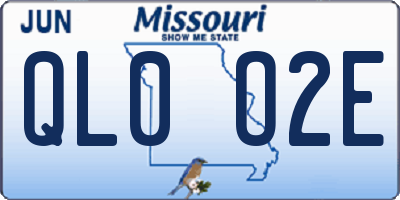 MO license plate QL0O2E