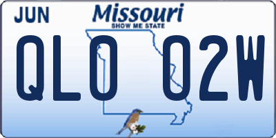 MO license plate QL0O2W