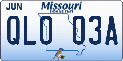 MO license plate QL0O3A