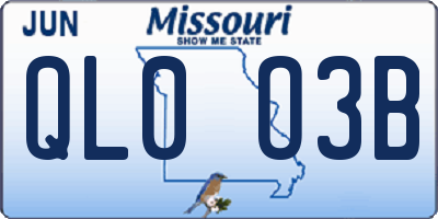 MO license plate QL0O3B