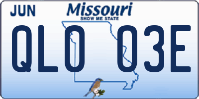 MO license plate QL0O3E