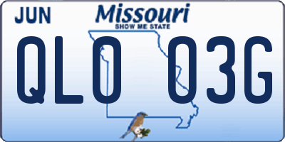 MO license plate QL0O3G