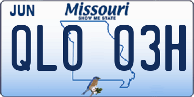 MO license plate QL0O3H