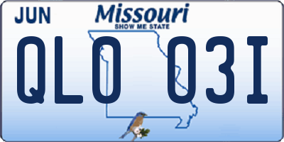 MO license plate QL0O3I