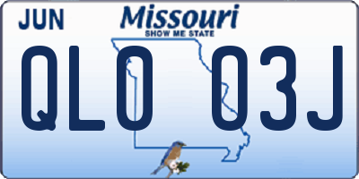 MO license plate QL0O3J