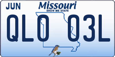 MO license plate QL0O3L