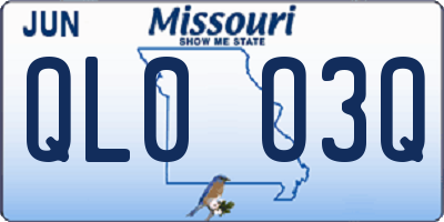 MO license plate QL0O3Q