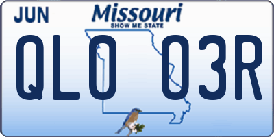 MO license plate QL0O3R