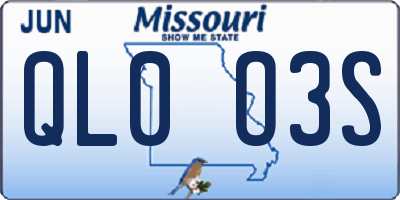 MO license plate QL0O3S