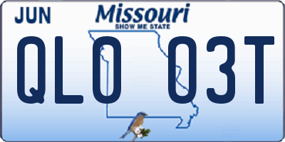 MO license plate QL0O3T