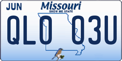 MO license plate QL0O3U