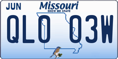 MO license plate QL0O3W
