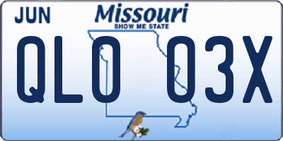MO license plate QL0O3X