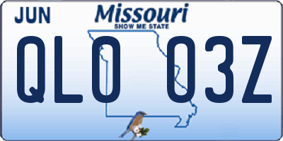 MO license plate QL0O3Z