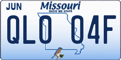 MO license plate QL0O4F