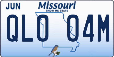 MO license plate QL0O4M
