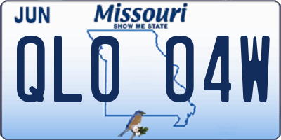 MO license plate QL0O4W