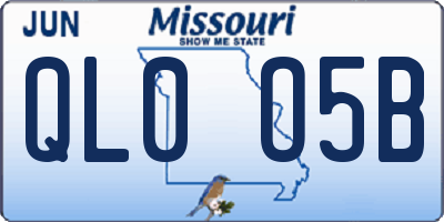 MO license plate QL0O5B