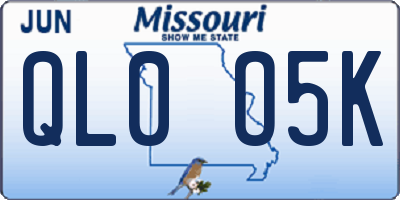 MO license plate QL0O5K