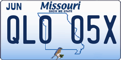 MO license plate QL0O5X