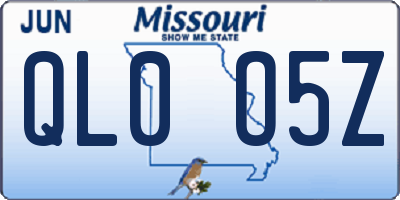 MO license plate QL0O5Z