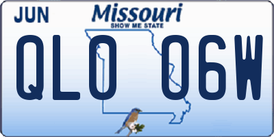 MO license plate QL0O6W
