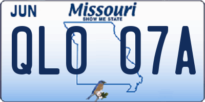 MO license plate QL0O7A