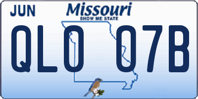 MO license plate QL0O7B