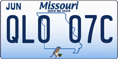 MO license plate QL0O7C