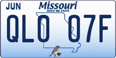 MO license plate QL0O7F