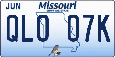 MO license plate QL0O7K