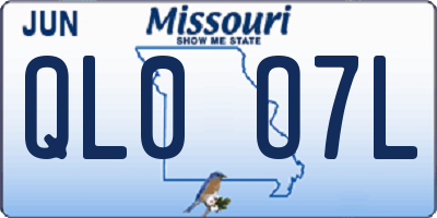 MO license plate QL0O7L