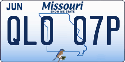 MO license plate QL0O7P