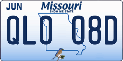 MO license plate QL0O8D