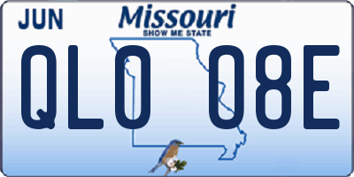 MO license plate QL0O8E