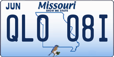 MO license plate QL0O8I