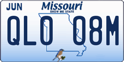 MO license plate QL0O8M