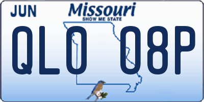 MO license plate QL0O8P