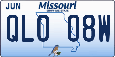 MO license plate QL0O8W