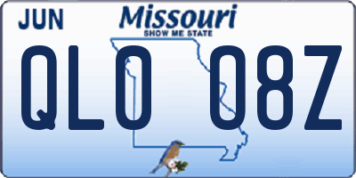 MO license plate QL0O8Z