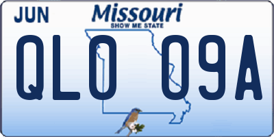 MO license plate QL0O9A