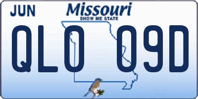 MO license plate QL0O9D