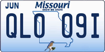 MO license plate QL0O9I