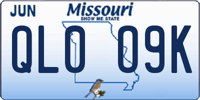 MO license plate QL0O9K