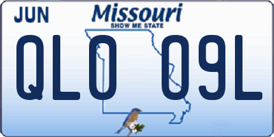 MO license plate QL0O9L