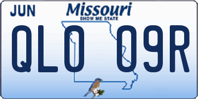MO license plate QL0O9R