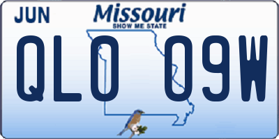 MO license plate QL0O9W