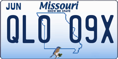 MO license plate QL0O9X
